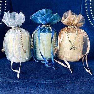 NEW SET of 3 LED Candles Flameless Pillars Ivory Cream Holiday Decor Gift Ready